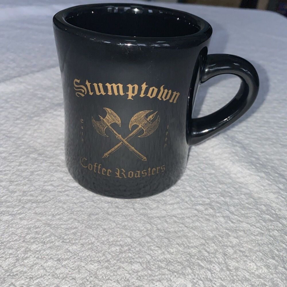 Vintage Stumptown Coffee Roasters Black Ceramic Mug - Crossed Axes Logo - HTF